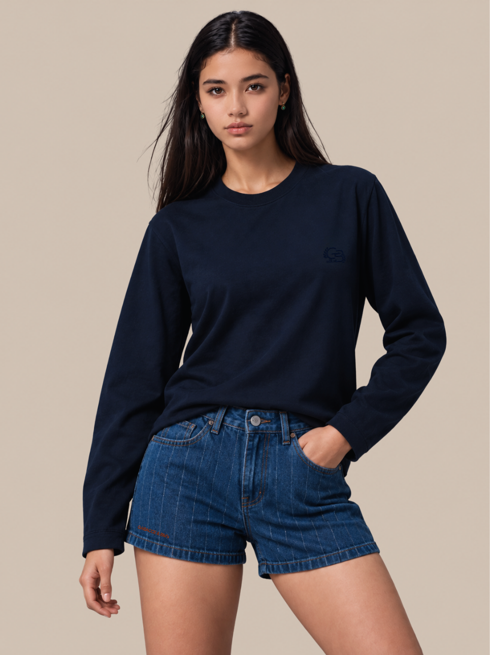 POLERA MUJER HENLEY - Azul